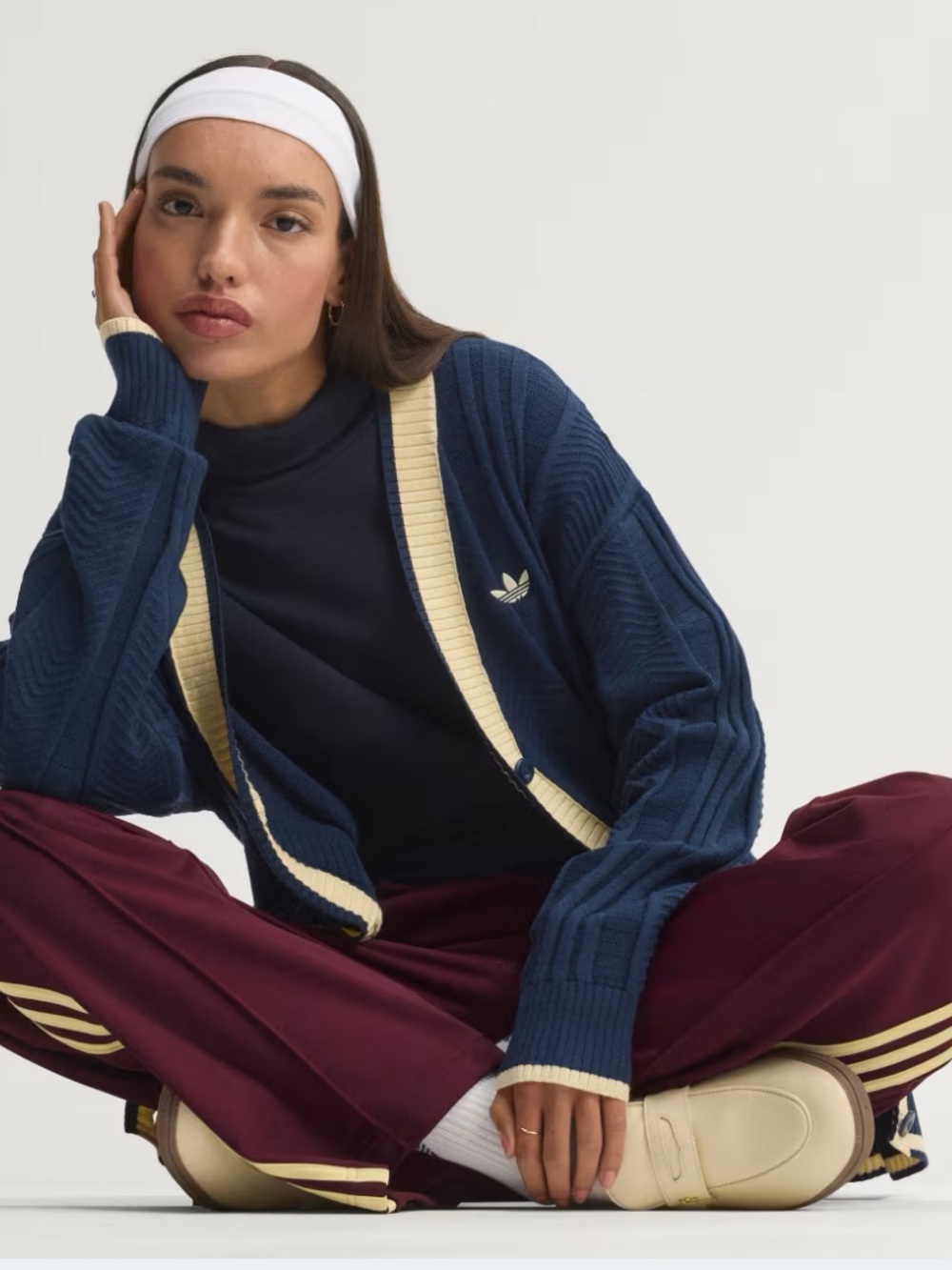 Adidas Originals cable knit navy blue cardigan. Brand new with tags size small. - Picture 3 of 9